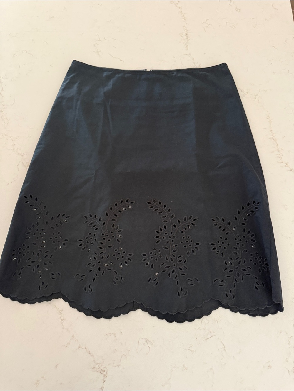 Banana Republic Factory Black A-Line Eyelet Hem Skirt